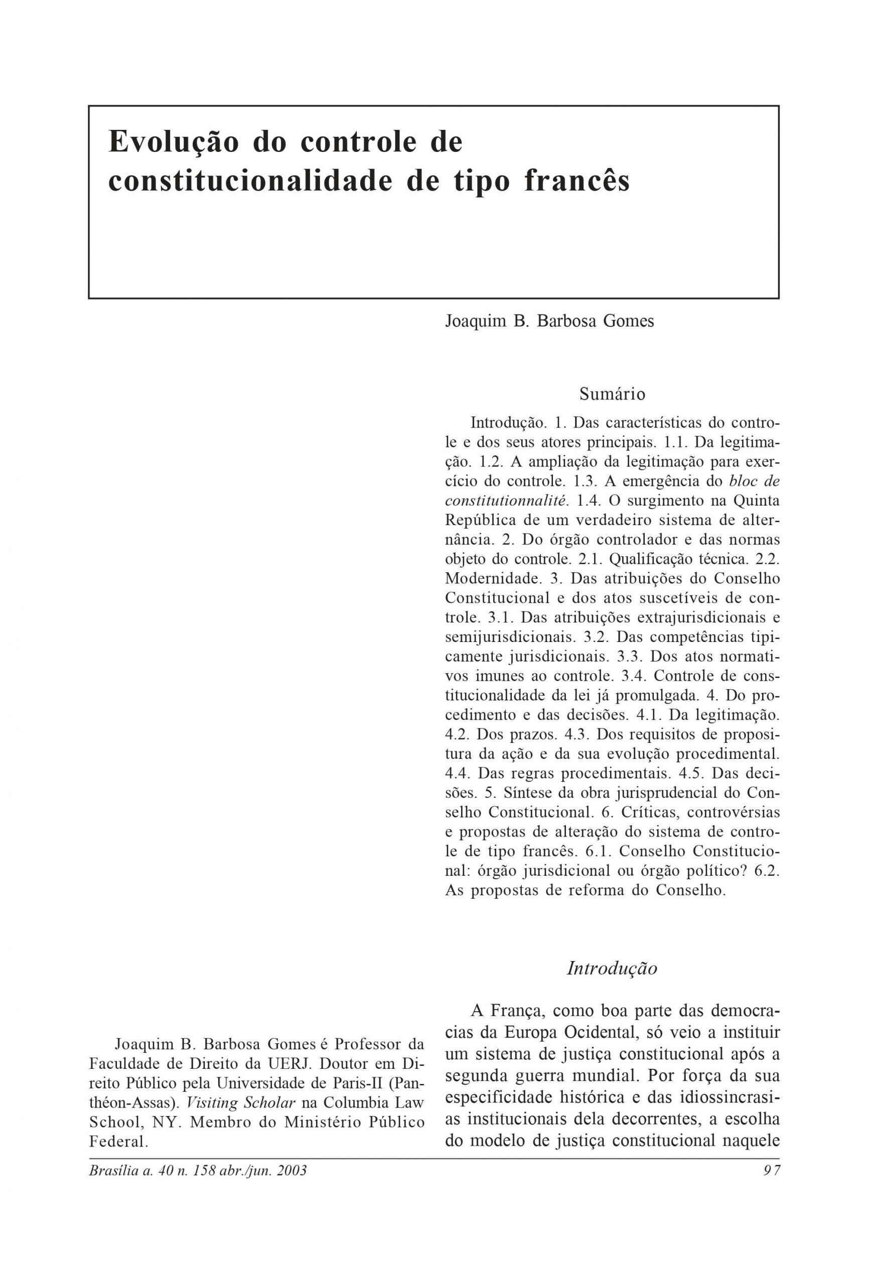 Evolução do controle de constitucionalidade de tipo francês